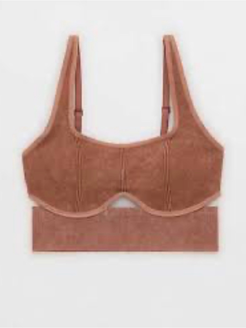 OFFLINE by Aerie Women’s Size Small Seamless Longline Ribbed Sports Bra Brown